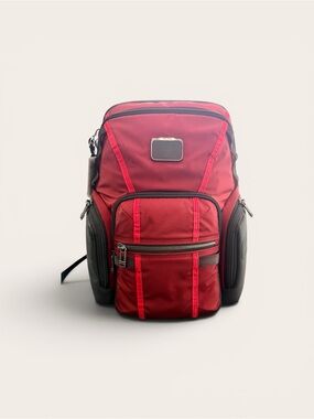 TUMI Alpha Bravo Navigation Backpack Black Red- Rare Find